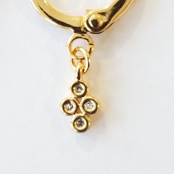 Danity gold CZ charm huggie hoops - Picture 3 of 7